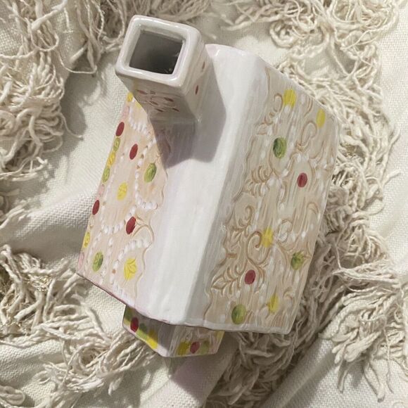 ANTHROPOLOGIE Nathalie Lete Holiday Village House Peach Tea Light Cottage NEW - Picture 9 of 9